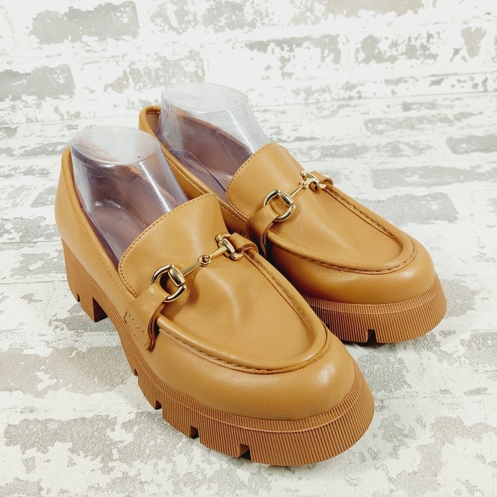 New BCBGeneration Raylin Brown Leather Chunky Sole Slip On Loafers O690 - Picture 4 of 13